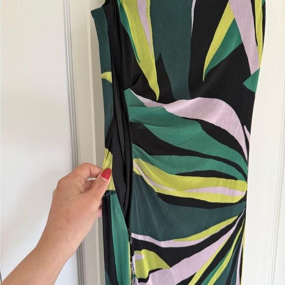 Donna Morgan Abstract Printed Mesh Midi Dress - Picture 3 of 8